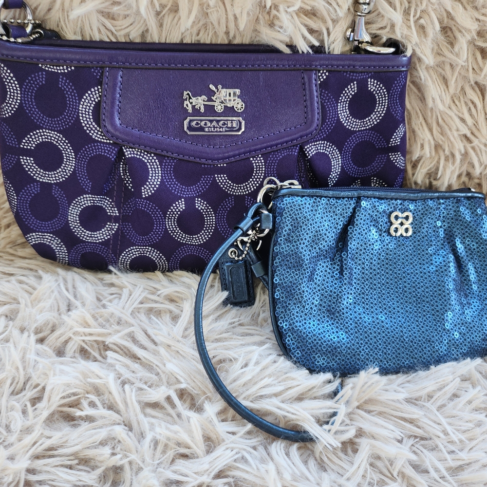 Coach Purple and Blue Wristlet Set